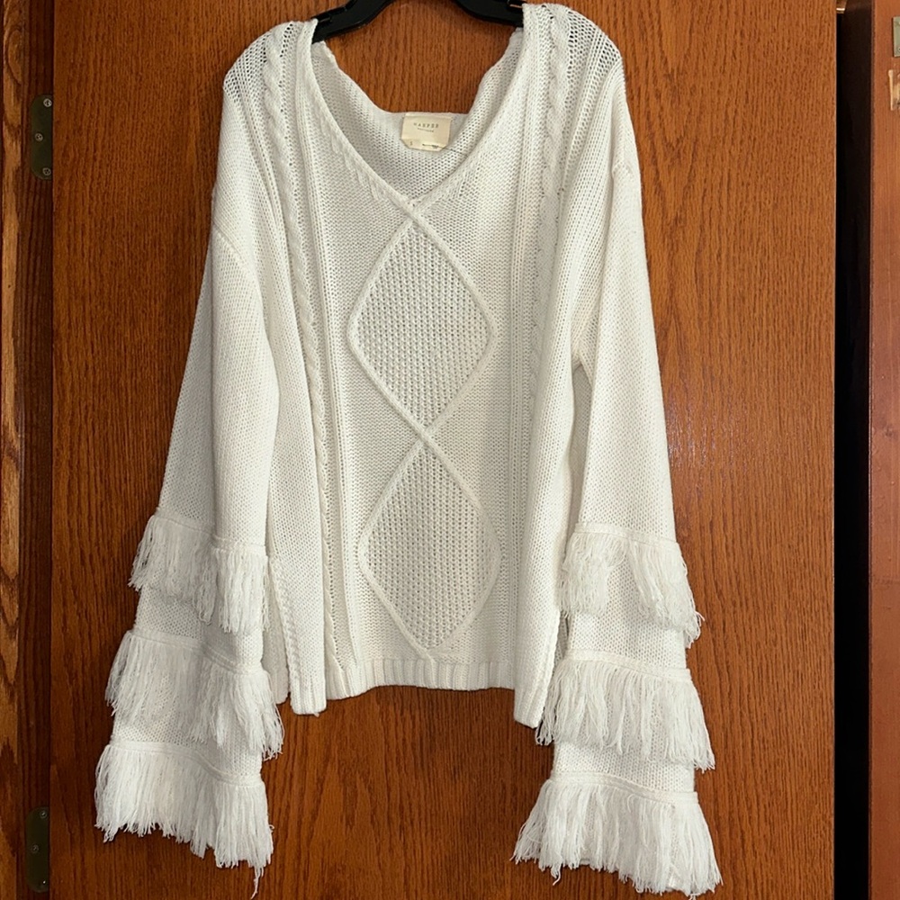 Francesca’s Bell sleeve Fringe Sweater